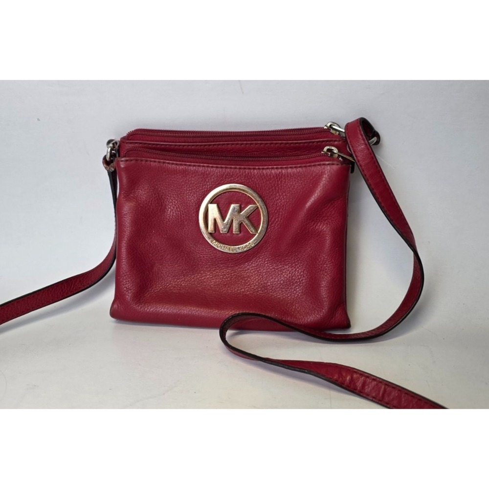 Michael Kors Womens Crossbody Bag Bright Red Leather‎ Gold Hardware